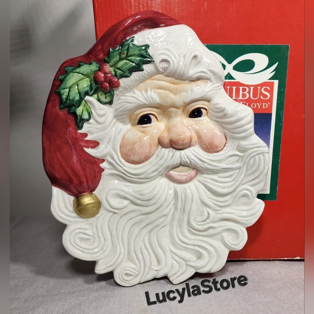 Omnibus Fitz & Floyd FF 9.5" Santa Face Christmas Canape Serving Plate in Box